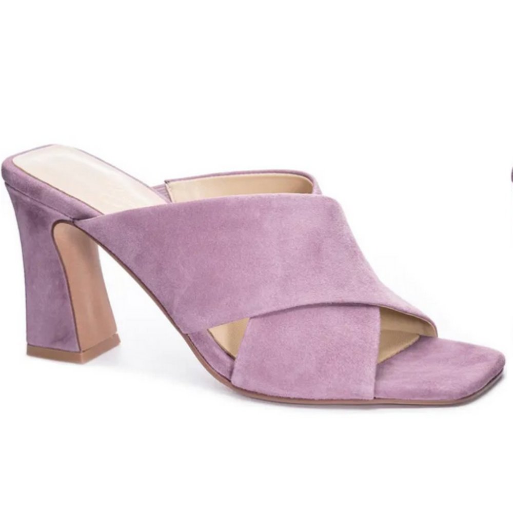 42 GOLD Suede Slide Heel Sandals